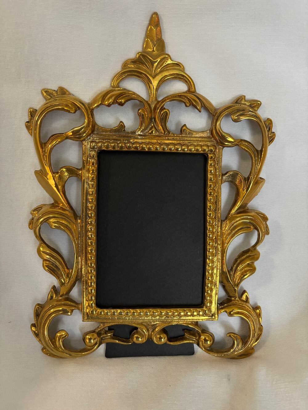 Vintage Victorian Style Metal Picture Frame Scroll Rococo Brass 5" x 3"